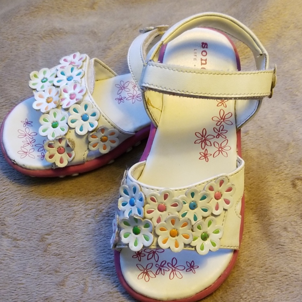 Girl's Colorful Velcro Strap Sandals (sz 10)